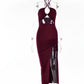 Sexy Halterneck Lace-up Split Dress Summer Y2K Fashion Party Baech Long Dresses For Womens Clothing