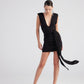 Uma Black Ruched Mini Dress