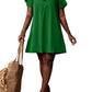 Elegant Royal Blue Crew Neck Short Sleeve Dress for Women