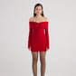 Dreamer Red Bardot Neck Mini Dress