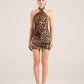 Rachel Brown Leopard Print Halter Neck Mini Dress