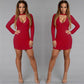 Long Sleeve Irregular Edge Sexy Slim Hip Dress