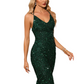 Backless Sequined Suspender Dress Women