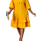 Elegant Solid Color Dress with Tie-Neck and Lantern Sleeves Dress