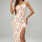 Summer Printed Suspender Split Dress Fashion Slim Lace-up Long Dresses For Women Clothing