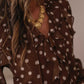 Coffee Polka Dot Bell Sleeve Blouse