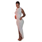 Fashion Shoulder Sleeve Irregular Hem Dress