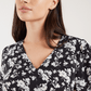 Louche Bindy Mono Sprig Print V Neck Long Sleeve Blouse