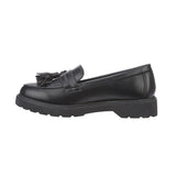 Kingston Girls Ladies Loafers Black Faux Patent Leather Loafers Tassels Slip On Shoes Sizes