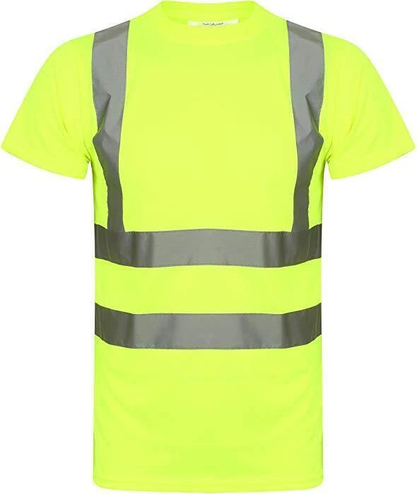 James Mens High Visibility Safety Crew Neck T-Shirt with Reflective Strips Short Sleeve Workwear