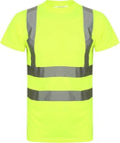 James Mens High Visibility Safety Crew Neck T-Shirt with Reflective Strips Short Sleeve Workwear