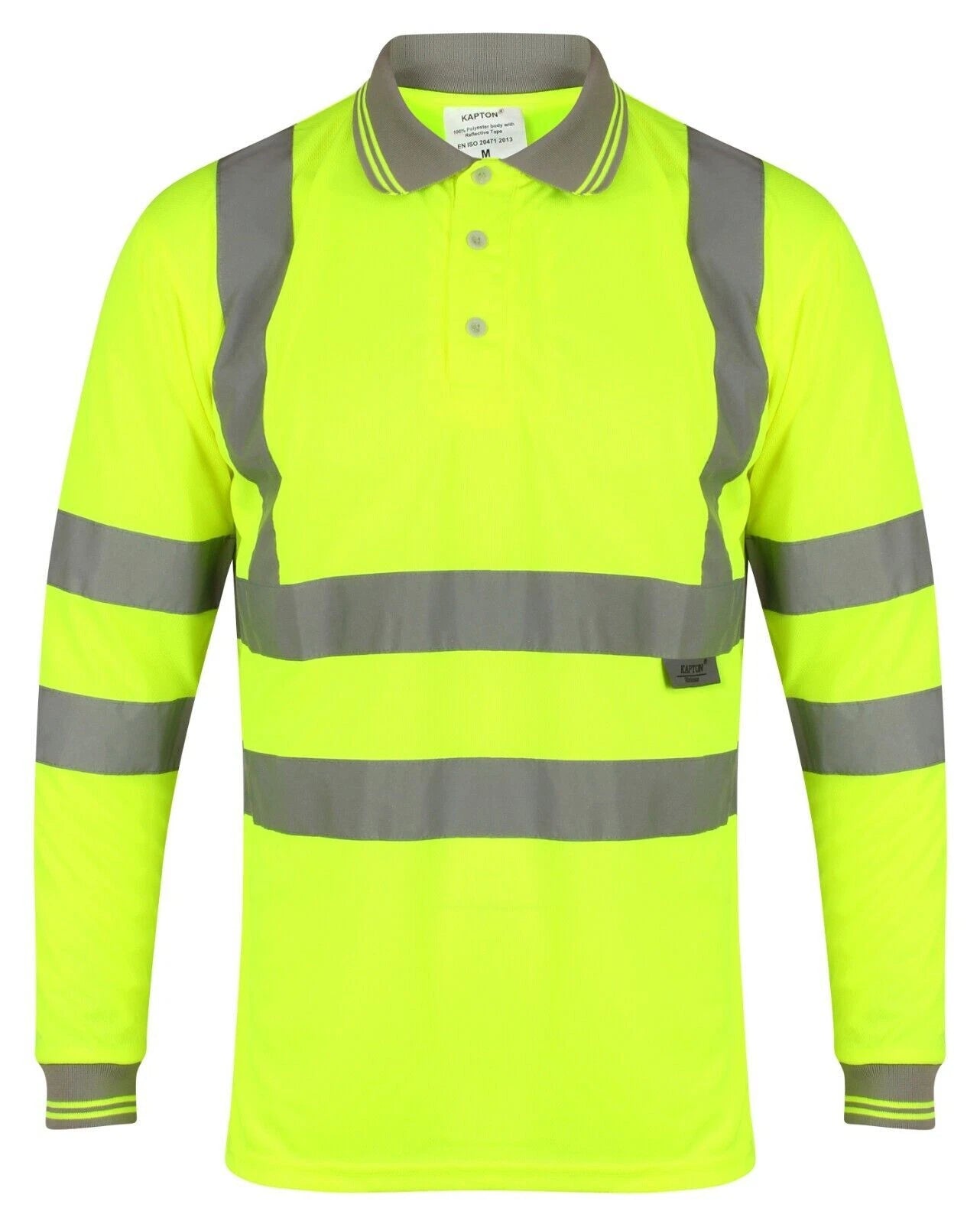 Edward Mens High Visibility Long Sleeve Safety Polo Shirt Reflective Hi-Viz Workwear