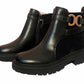Britney Womens Buckle Chain Winter Faux Leather Ladies Ankle Chelsea Combat Boots Black