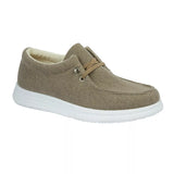 Beige ALBERTO - Men's canvas leisure shoe with mock elasticated lace.