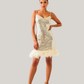 Women's Strappy Sequin Feather Trim Midi Cocktail Dress