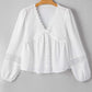White Guipure Lace Frill Sleeve Blouse