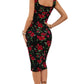 Print Women's Sleeveless Floral Knit Midi Dress