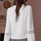 White Guipure Lace Frill Sleeve Blouse