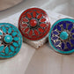Boho Mandala Statement Rings – Handcrafted Tribal Inlay in Turquoise, Coral & Lapis.