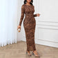 Women’s Retro Cashew Print Long Sleeve Dress – Elegant & Graceful Style