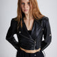 Petter Black Vegan Cropped Faux Leather Jacket