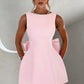 Fashion Big-Bowed Pearls Backless Dress Summer Slim Sleeveless A-line Dresses For Party Evening Women's Clothing