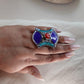 Tibetan Mosaic Heritage Rings – Boho Gemstone-Inspired Statement Rings.