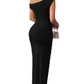 Textured Single Shoulder Bodycon Maxi Dress