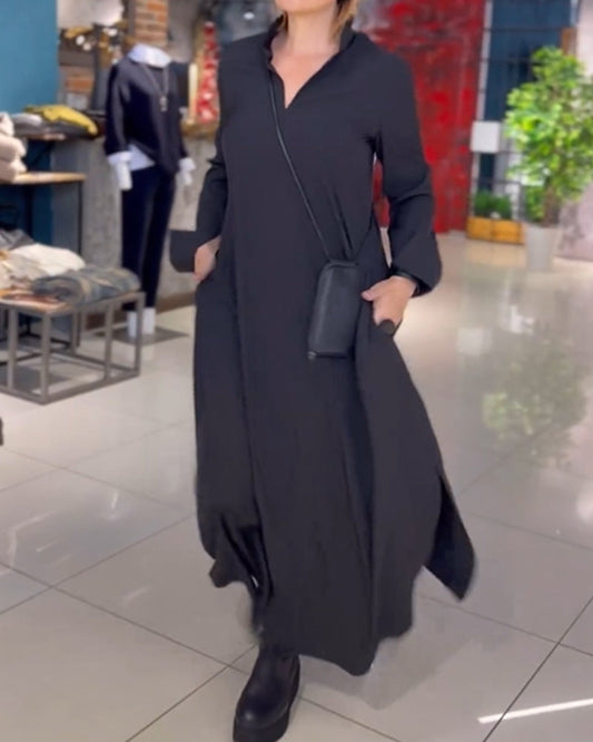 Tamira | Side Slit Lapel Loose Long Dress