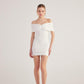 Muse White Bardot Neck Mini Dress