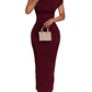 Textured Single Shoulder Bodycon Maxi Dress