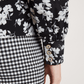 Louche Bindy Mono Sprig Print V Neck Long Sleeve Blouse