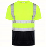 James Mens High Visibility Safety Crew Neck T-Shirt with Reflective Strips Short Sleeve Workwear