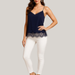 Women's Satin Cami Top with Lace Detail
