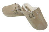 Ellen Ladies Faux Fur Lined Platform Mules Buckle Slippers