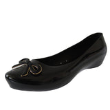 Ladies Chic Black Jelly Flat Shoes with Bow Comfortable Foam Insole