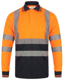 Edward Mens High Visibility Long Sleeve Safety Polo Shirt Reflective Hi-Viz Workwear
