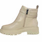Britney Womens Buckle Chain Winter Faux Leather Ladies Ankle Chelsea Combat Boots Biege