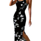 Women's Elegant Square Neck Bodycon Side Slit Dress