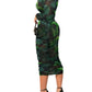 Print Sheer High Neck Pencil Dress for Women
