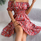Floral Print Square Collar Dress Summer Fashion Ruffles Dresses Women's Clothing