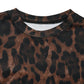 Leopard Round Neck Top and Skirt Set