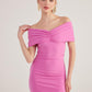 Muse Pink Bardot Neck Mini Dress