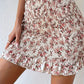 Printed Paper Bag Waist Drawstring Ruffled Hem Skirt