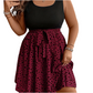 Plus Size Two-Tone Polka Dot Sleeveless Summer Dress with Ruched Detail and Belted Waist Dress