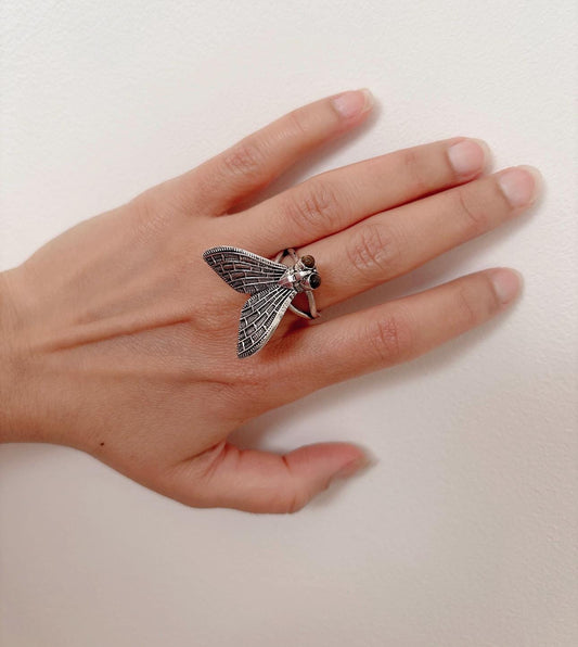 Insect-Inspired Adjustable Brass Ring – Boho Statement Jewelry.