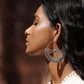 Filigree Crescent Moon Earrings with Gemstone.