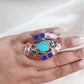 Bohemian Turquoise Statement Rings with Multicolor Inlays.