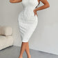 Elegant White Bodycon Midi Dress for Women