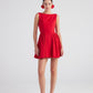 Alena Red Pleated Skirt Mini Dress